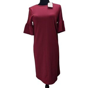 Les Amis Casual Ruffle Dress Maroon Size Small